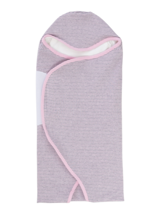womby wrap mit Kapuze in rosa/hellgrau (Puckdecke)